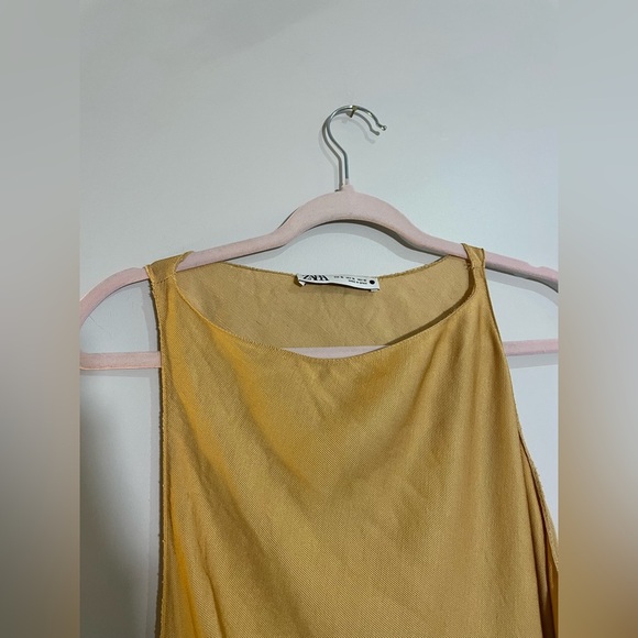Zara Mustard Yellow Asymmetrical Sleeveless Dress - Picture 5 of 6